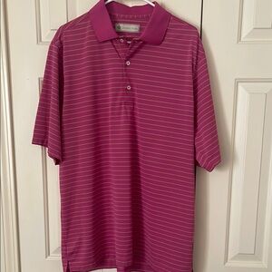 ~Donald Ross Pink &Tan Short Sleeve Golf Polo Size Large